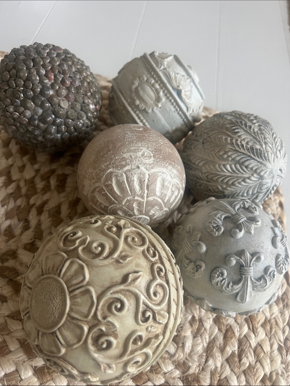 Decorative Accent Spheres - Neutral Ornate Set - Picture 2 of 2